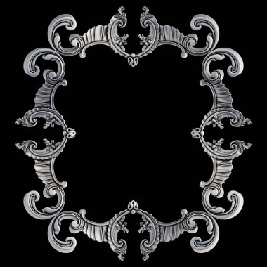 Siyah bir arka plan üzerinde krom süsleme. İzole