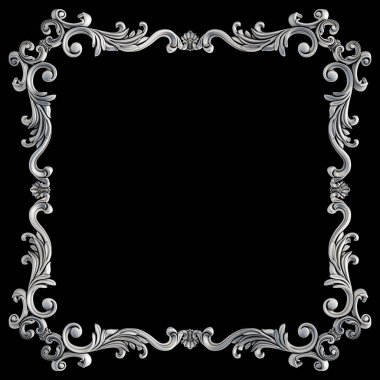 Siyah bir arka plan üzerinde krom süsleme. İzole