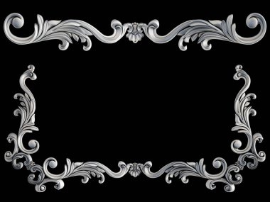 Siyah bir arka plan üzerinde krom süsleme. İzole