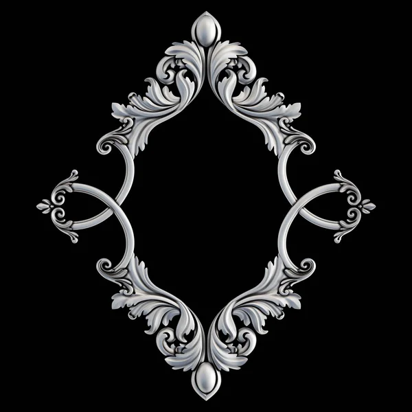 Siyah bir arka plan üzerinde krom süsleme. İzole