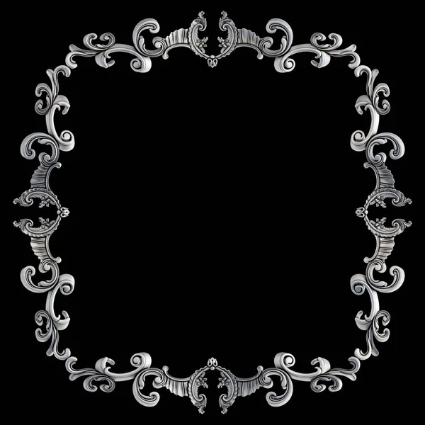 Ornamento cromato su sfondo nero. Isolato — Foto Stock