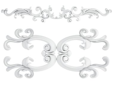 Beyaz beyaz bir arka plan üzerinde süs. İzole. 3D çizim