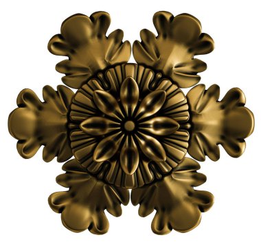 Siyah bir arka planda bronz koleksiyon süsü. Beyaz arka planda izole bir süs. İzole edilmiş. 3d illüstrasyon