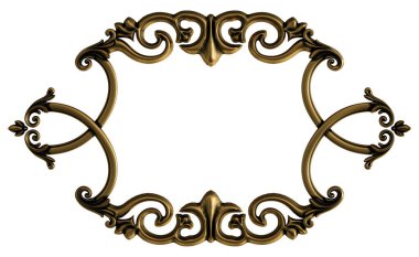 Siyah bir arka planda bronz koleksiyon süsü. Beyaz arka planda izole bir süs. İzole edilmiş. 3d illüstrasyon