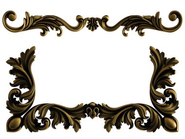 Siyah bir arka planda bronz koleksiyon süsü. Beyaz arka planda izole bir süs. İzole edilmiş. 3d illüstrasyon