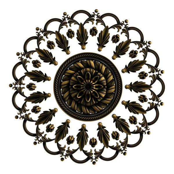 Sammlung Bronzeornament Auf Schwarzem Hintergrund Isolierte Ornamente Auf Weißem Hintergrund — Stockfoto