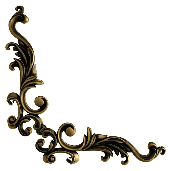 Sammlung Bronzeornament Auf Schwarzem Hintergrund Isolierte Ornamente Auf Weißem Hintergrund — Stockfoto
