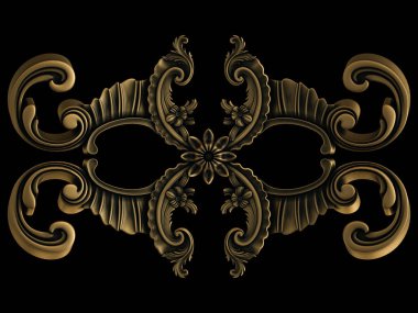 Siyah arka planda bronz koleksiyon. İzole edilmiş. 3d illüstrasyon