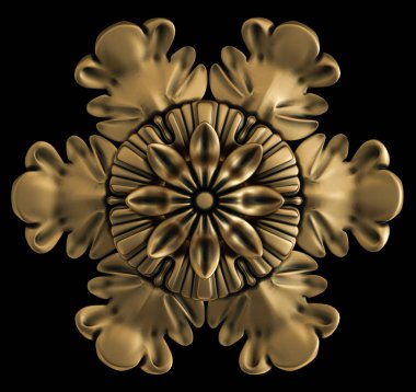 Siyah arka planda bronz koleksiyon. İzole edilmiş. 3d illüstrasyon