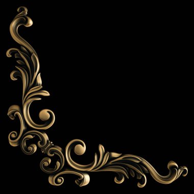 Siyah arka planda bronz koleksiyon. İzole edilmiş. 3d illüstrasyon