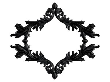 Siyah beyaz bir arka plan üzerinde süs. İzole. 3D çizim