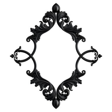 Siyah beyaz bir arka plan üzerinde süs. İzole. 3D çizim