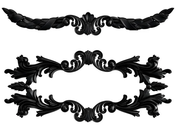 Ornamento Preto Fundo Branco Isolado Ilustração — Fotografia de Stock