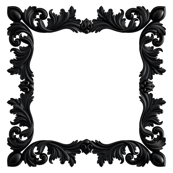 Black ornament on a white background. Isolated. 3D illustration