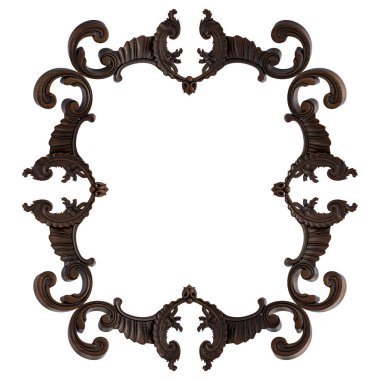 Ahşap süsleme beyaz zemin üzerinde. İzole. 3D çizim