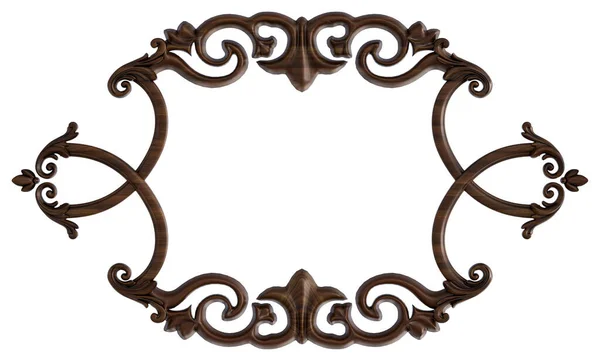 Ornamento Legno Sfondo Bianco Isolato Illustrazione — Foto Stock