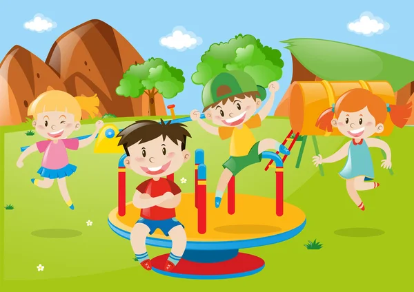 Muchos niños jugando en el patio — Archivo Imágenes Vectoriales