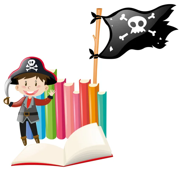 Boy dressed up in pirate costume — Stock Vector
