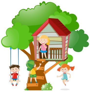 Treehouse oynayan çocuklar