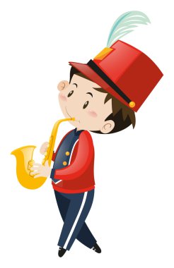 Okul grubu üye oynarken saksafon