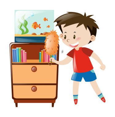 Çocuk toz alma raf ve fishtank