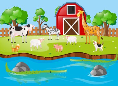 Nehrin yanında birçok hayvan