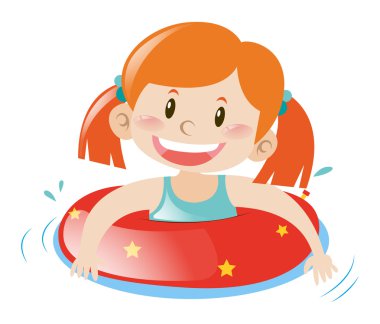 Kayan lastik kullanan küçük kız