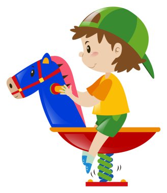 Çocuk üzerinde sallanan at binme