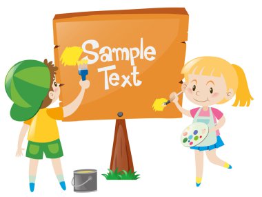 Tabelayı boyama çocuklarla şablonunu imzalama