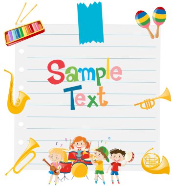 Müzik aletleri ile kağıt tasarımı