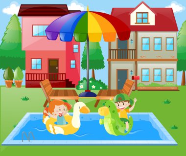 Erkek ve kız evde suda oynamak