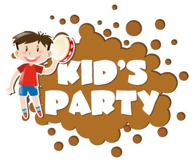 Afiş tasarımı el davul sallayarak çocukla