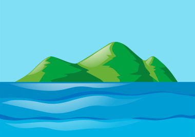 Okyanus ve ada ile doğa manzara