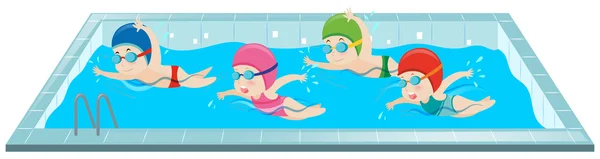 Дети плавают в бассейне — стоковый вектор