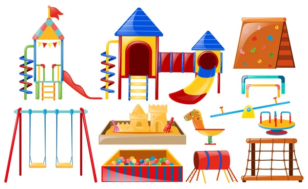Різні види ігрових майданчиків на дитячому майданчику — стоковий вектор