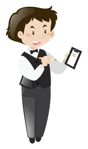 Male waiter taking order — Stock Vector