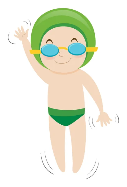 Mały chłopiec pływania stylem grzbietowym — Wektor stockowy