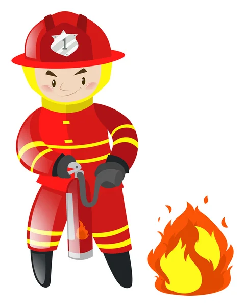 Fireman putting out the fire — Stock Vector