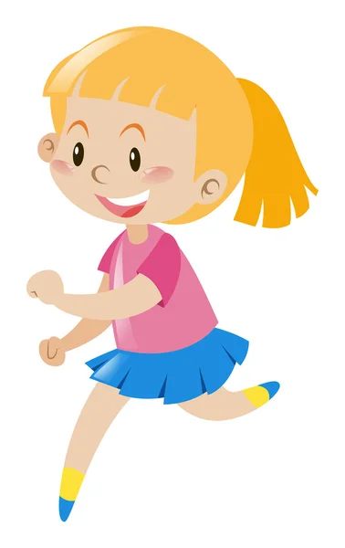 Chica con el pelo rubio corriendo — Vector de stock