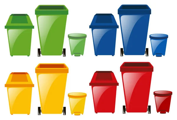異なる色でゴミ箱のセット — ストックベクタ