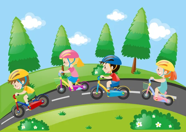 Kinderen fiets in het park — Stockvector