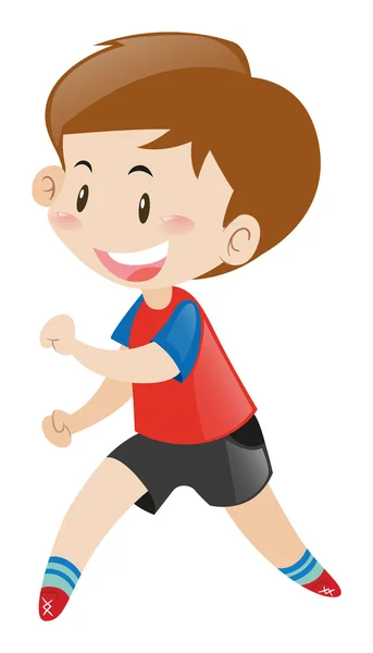 Niño pequeño con camisa roja corriendo — Vector de stock