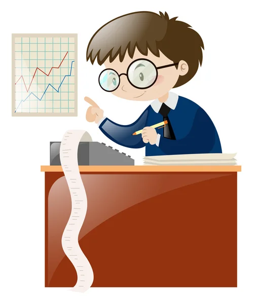 Accountant calculating numbers on desk — Stock Vector