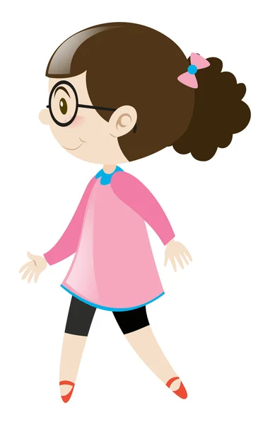 Chica de camisa rosa caminando — Vector de stock