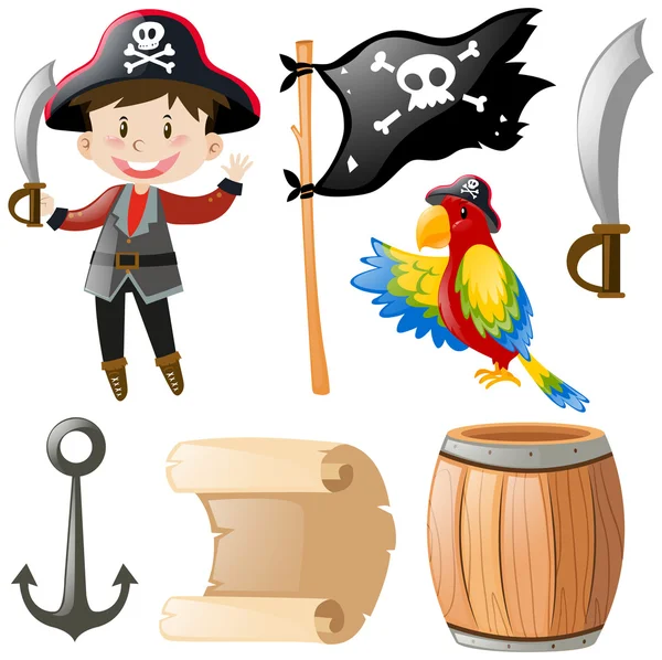 Пират и другие элементы — стоковый вектор