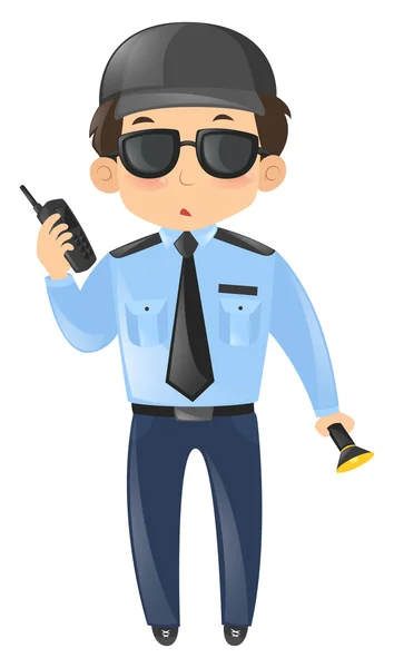 Security guard in blauwe uniform — Stockvector