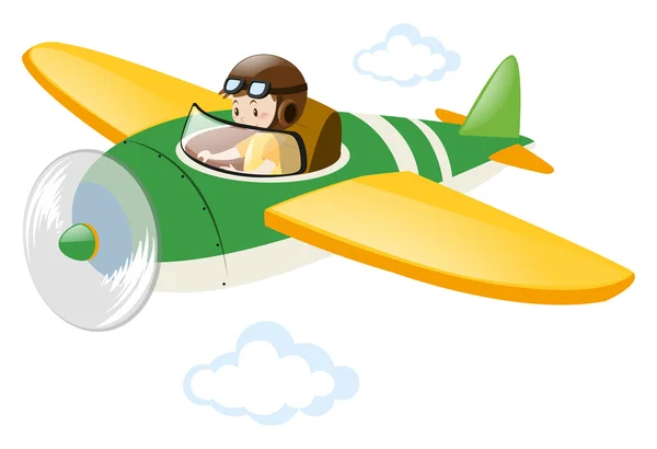 Piloto volando jet en el cielo — Vector de stock