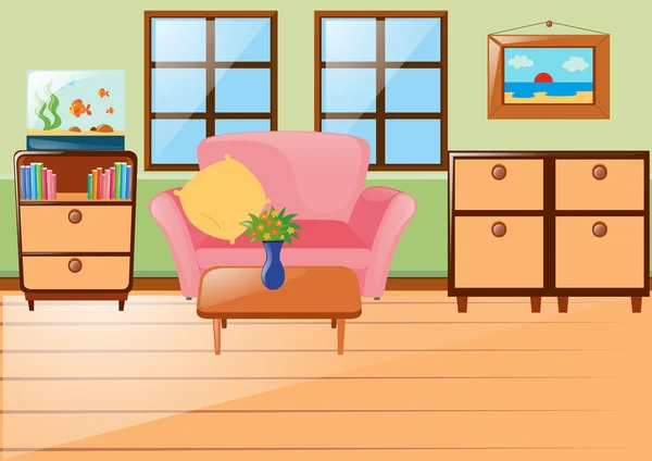 Кімната з диваном і шафами — стоковий вектор