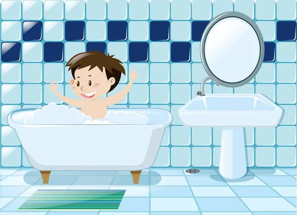 Niño tomando baño en el baño — Archivo Imágenes Vectoriales