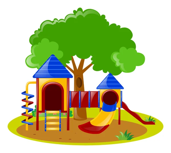 Escena con parque infantil en el parque — Vector de stock